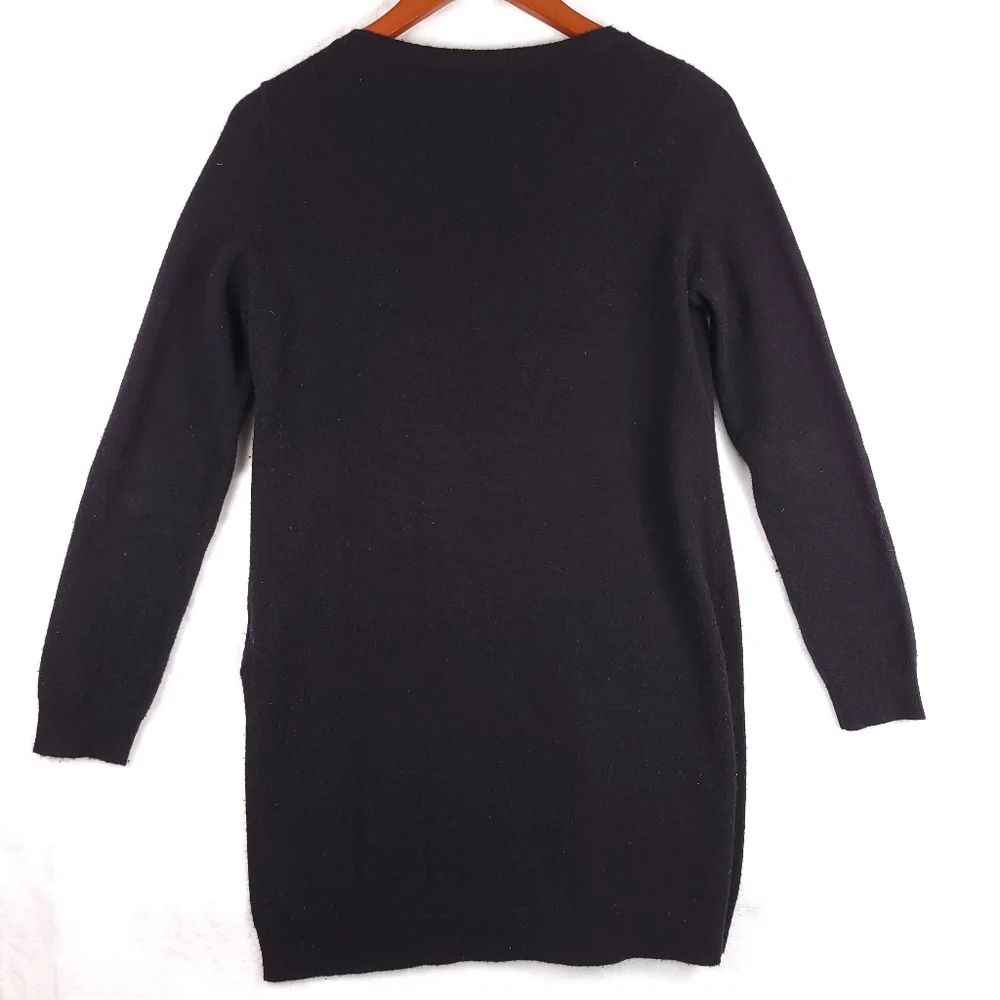 Theory 100% Cashmere Long Line Tunic Long Sleeve Sweater Black S
